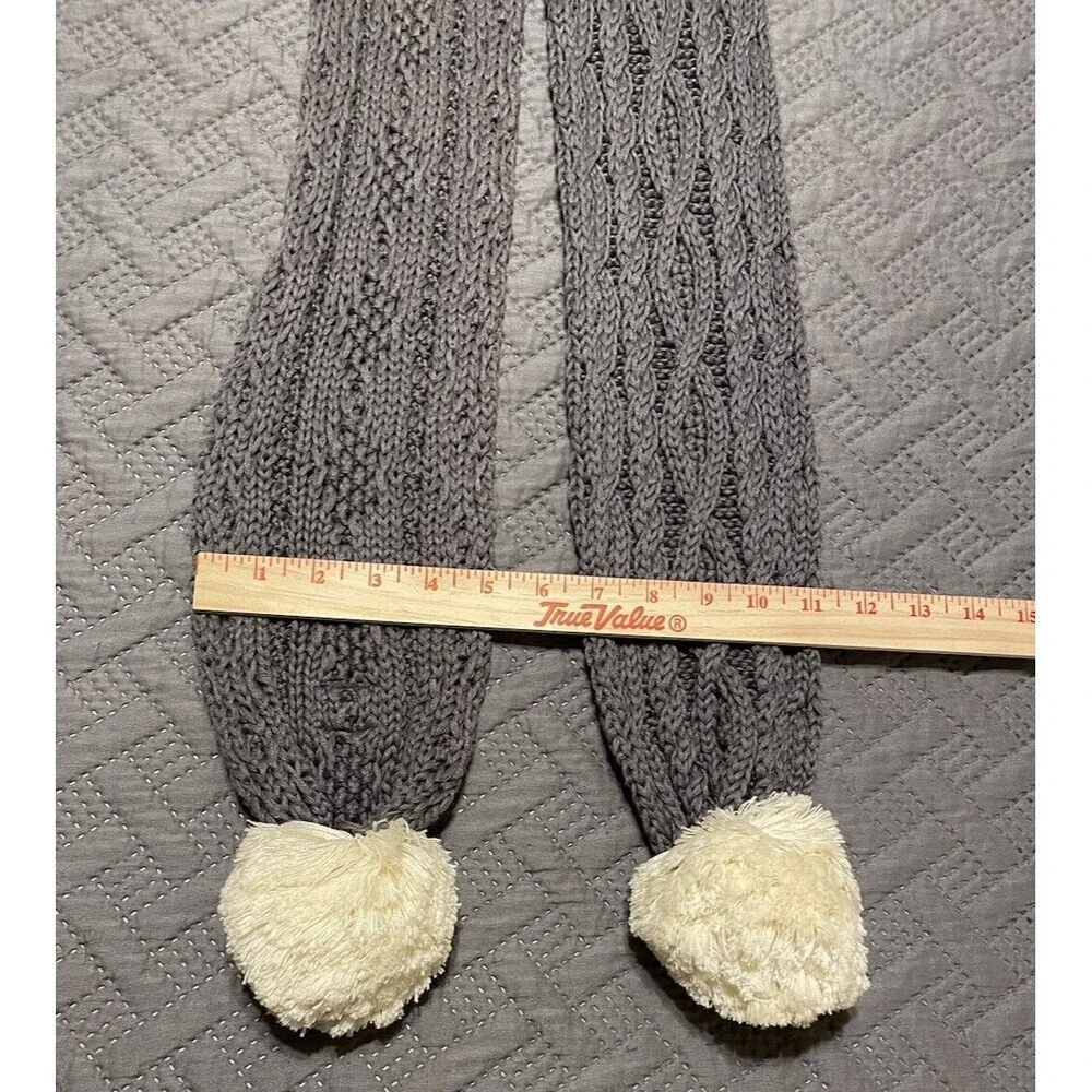 Aran Pom Pom Knit Scarf Patrick Francis Irish 65.5 inches in length